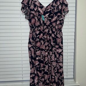 Maurices Elegant Navy Blue and Pink Floral Dress